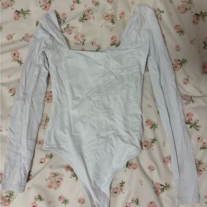 Babaton Contour Long Sleeve White Bodysuit